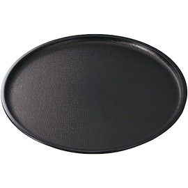 J-kitchens Non-Skid Tray, 11.8 inches (30 cm), Square 0 Cloth Round Tray, Black SL Tray, Size Φ11.8 x 0.8 inches (30.0 x 2.0 cm), Material Plastic, Simple, 82, Made in Japan
