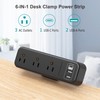 Desk Clamp Power Strip with USB C, 3 Outlet Desktop