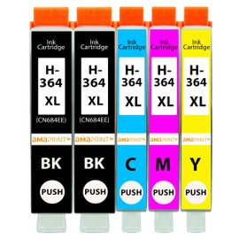 Amaprint 5 XL cartridges compatible with HP 364 XL for DeskJet 3070a 3520 3521 3522 3524 OfficeJet 4610 4620 4622 PhotoSmart 5510 5514 5515 5520 5522 5524 6510 6520 6525 B109a B209a B110a and others