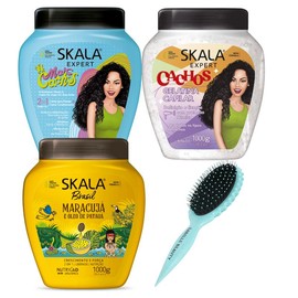 Skala Beauty Hair Masks - Nourishing, Gentle, Hydrating - Hair care Products Conditioner Moisture Shampoo Hydrate Moisturizing Repair Restore Vitamins:_4PK - Gel+MaisCachos+Maracuja+Brush