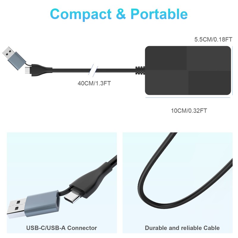 SD Card Reader USB Hub 3.0,8 in 2 Multi Memory