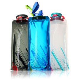 Ganzoo © Drinking Bag with Carabiner, Pack of 3, Water Bottle 0.7 Litres, Container/Bag/Hydration Bladder for Festival/Outdoor Camping