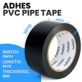 ADHES 6mil PVC Pipe Tape, 2inch x 36yd, Heavy Duty Waterproof Adhesive Tape for Plumbing, Sealing, and Pipe Repair