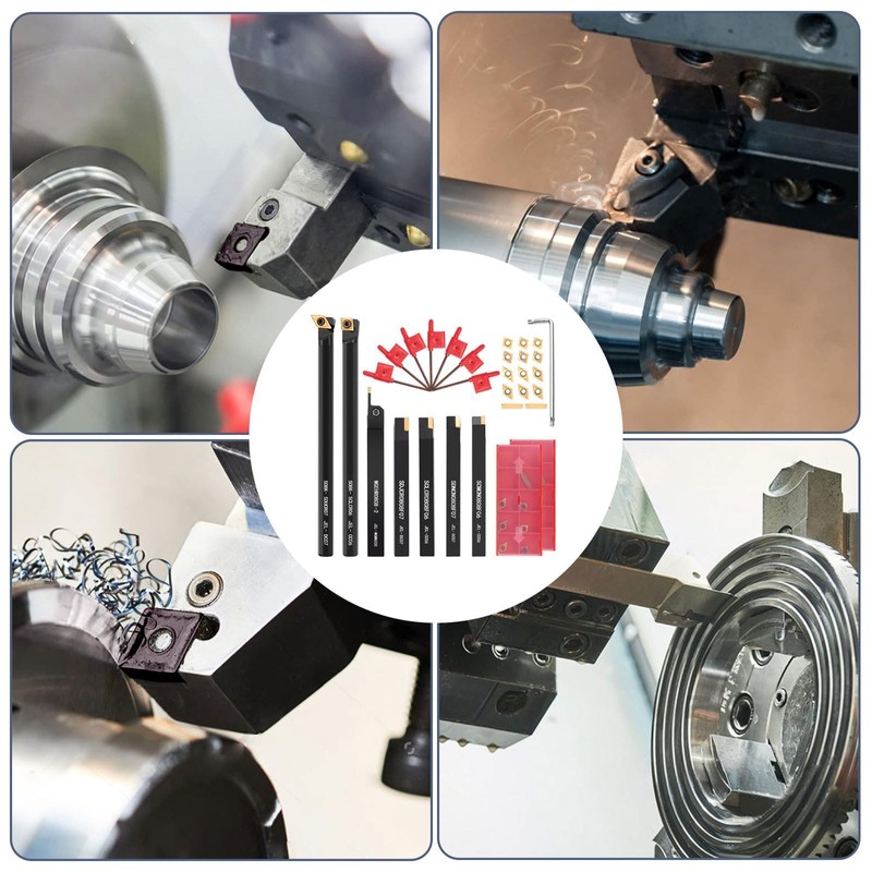 Lathe Turning Tool Set, 8mm Shank Metal Lathe 7-Piece Lathe