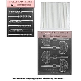 Sweet 16 on tiara Chocolate candy mold & Swirl Pretzel Chocolate candy mold With Copywrited molding Instructions + 50 sticks