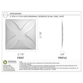 Ekena Millwork WP12X12AUWH-CASE-50 11 7/8"W x 11 7/8"H Austin EnduraWall Decorative 3D Wall Panel Covers 48.96 Sq. Ft. (50/PK)