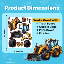 24 Make A Construction Truck Stickers for Kids - Create Your Own Escavator, Dump Truck, Cement Mixer, Roller, Front Loader, & Fork Lift - Easy to Use, No Mess Truck Sticker Sheets - Great Party Favor