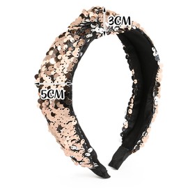 BOOMTOP Headband Women's Sequins New Year's Eve Headband Wide Christmas Hair Bands with Knot Glitter New Year's Eve Headband Girls Women Christmas Hair Accessories Gold Christmas New Year Gift