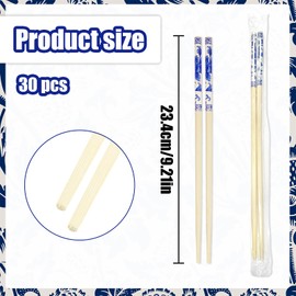 TEAONE Disposable Chopsticks, 30 Pairs Natural Bamboo Chopsticks for Japanese, Thai, Chinese Dishes, Asian Food (Individually Packaged)
