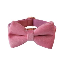 Love Dream Bowtie Dog Collar, Velvet Dog Collars with Detachable Bowtie Metal Buckle, Soft Comfortable Adjustable Bow Tie Collars for Small Medium Large Dogs (Small, Pink)