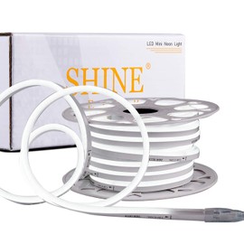 Shine Decor 50FT LED Neon Rope Lights, ETL-Listed AC110V-120V Dimmable Rope Lights Outdoor IP65 Waterproof, Flexible Neon LED Strip Light 6500K Cool White for Indoor Outdoor DIY Decoration(7x14.5mm)