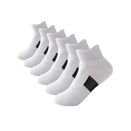Vanturex Anti-Slip Running Socks 6 Pairs - Men's/Women's Athletic Cushioned Ankle Socks with Arch Support & Breathable Mesh for Gym/Outdoor (US, Alpha, Large, 10, Regular, Regular, 6-10, white)
