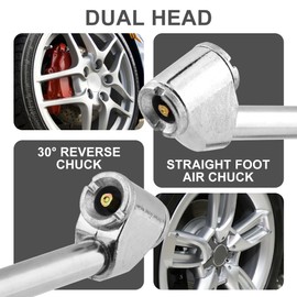 Jaeskeclip 3pcs/Set Tire Inflator Nozzle,Lock N Flate Air Chuck,Dual Head Air Chucks for Tires,Suitable for Double Wheels,Cars, Motorcycles, Bicycles