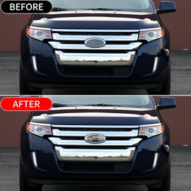 CONGCONG 9 inch Front Grille American Flag Emblem for Ford, 9"X3.5" Oval Decal Badge Nameplate Compatible with F150, F250, F350, Edge, Explorer, Range (9", Silver)