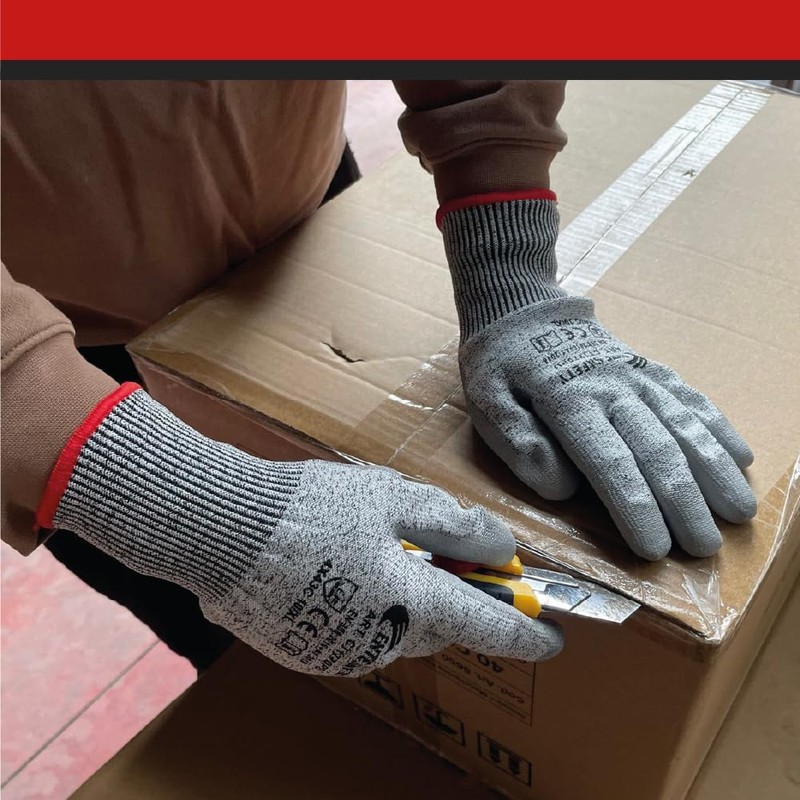 2 Pairs of Cut Resistant Gloves, Level 5, Comfortable 3D