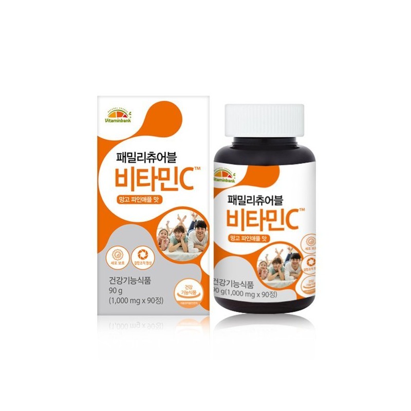 Vitamin Bank 갤러리아 VB 패밀리 츄어블 비타민C 망고파인애플맛 1박스 3개월분