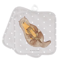 Mr. & Mrs. Panda Set of 2 Pot Holders Otter with Child Gift Pot Holder Funny Birth Pot Coaster, Sea Otter, Oven Glove, Ottler