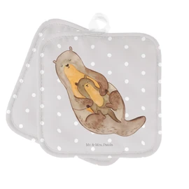 Mr. & Mrs. Panda Set of 2 Pot Holders Otter with Child Gift Pot Holder Funny Birth Pot Coaster, Sea Otter, Oven Glove, Ottler