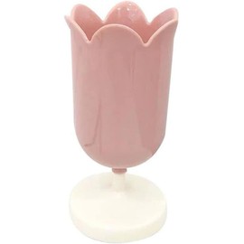Jizlan Tulip Pen Holder for Desk, Plastic Stationery Organizer, Cute Desktop Decoration, Office School Supplies (Pink)