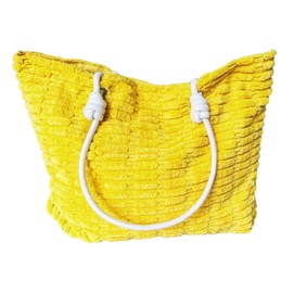 Solis Accessories Extra Large Beach Holiday Tote Bag with Towelling Fabric, 52 x 40 x 12 cm, Magnetic Closure, XL (Yellow)