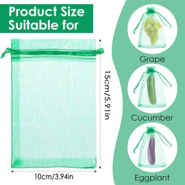 Ouligay Pack of 50 Grape Protection Bags 15 x 10 cm Fruit Protective Bags Green Grape Protective Bags with Drawstring Garden Mesh Bag for Protection Against Birds Wasps Fruit Flies, Protect Fruit