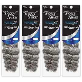 Foxy Silver - Weave Foxy Silver (Foxy Weave - Hh Ocean Wave 8 Inch - 4 Packs) - Human Hair Weave in 44