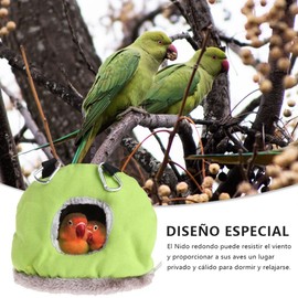 Voarge Hanging Bird Nest, Winter Warm Bird Cage Nest, Winter Plush Bird House, Grey Green, M