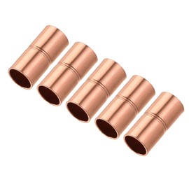 sourcing map Straight Copper Coupling Fittings, 1/4 Inch ID Welding Joint for HVAC Air Conditioner, with Rolled Tube Stop Sweat Ends, Pack of 5