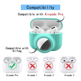 Funda protectora 2 en 1 compatible con Airpods Pro y Airtag Case Combo Set, soporte de silicona para rastreador GPS, suave, a prueba de golpes, antiarañazos, antipérdida (cian)