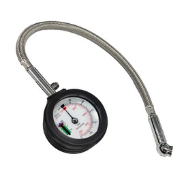 Aebs/Avis ODG79F Tire Air Gauge for Motorcycles 0-400 KPA Rotating Mesh Hose Release Valve Included