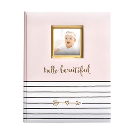 Pearhead Hello Beautiful Baby Memory Book, Milestone Journal, New Mum Gift, Newborn Baby, Thoughtful Keepsake for Christening or Baptism, Pink
