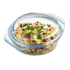 Simax Casserole Dish With Lid, 24 Ounce Round Glass Cookware, Oven and Microwave Safe Borosilicate Glass, Made In Europe 0.75 Qt