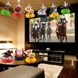 8 Pcs Kentucky Party Supplies Honeycomb Centerpieces, Kentucky Decorations for Table, Horse Racing Party Decorations 3d Double Side Honeycomb Decorations, Derby Decorations