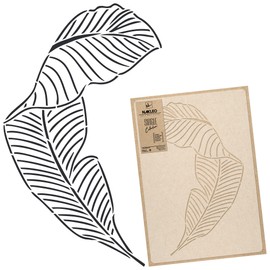 Reusable Plastic Wall Stencil // Banana Leaf #2 – Art Deco Outline // Art Craft Mylar Template (17.7"x25.6")