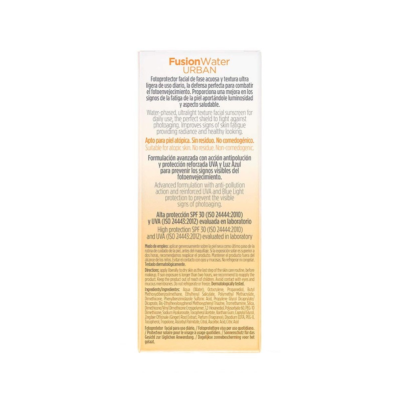 ISDIN Fusion Water Urban SPF 30, Protector Solar Facial, Textura