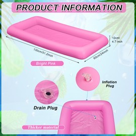 Leitee Inflatable Serving Bar with Drain Plug 52 x 24 x 5'' Inflatable Ice Serving Buffet Bar Inflatable Cooler for Parties Food Cooler for Party Buffet Inflatable Drink Cooler for Party (Pink)
