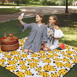 MFTKB Picnic Blankets Waterproof Foldable, 78''*78'' Large Beach Blanket Waterproof Sandproof, Portable Outdoor Blanket for Camping, Beach, Grass, Park, Outdoor Essentials Must Haves-Bananas