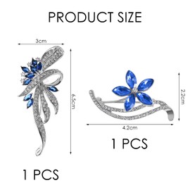 FDGGT 2pcs Flower Brooches Metallic Blue Brooches Women Badge Exquisite Fashion Brooches Clothes Pin Decoration