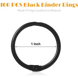 LOUZAGO 50 Pack 1 Inch Binder Rings, Black Book Rings Index Card Ring, Metal Ring Binder Clips Key Rings Paper Rings for Office, School, Home (Black, 1 Inch)