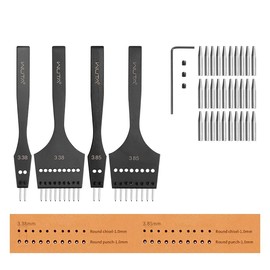 WUTA - Punzón de costura de piel, 3ª herramienta de perforación de piel extraíble, juego de herramientas de mano de trabajo profesional para manualidades de piel (3.38 mm - 2+9 agujeros y 3.85 mm -