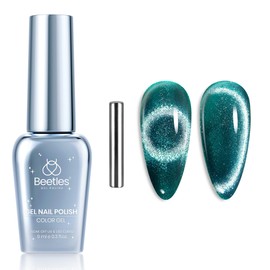 beetles Gel Polish Beetles Green Cat Eye Gel Nail Polish, 15ml Glitter Gel Polish with Magnet Shimmer Green Velvet Soak Off UV LED Nail Lamp Nail Art DIY Home Manicure Design Gift for Women