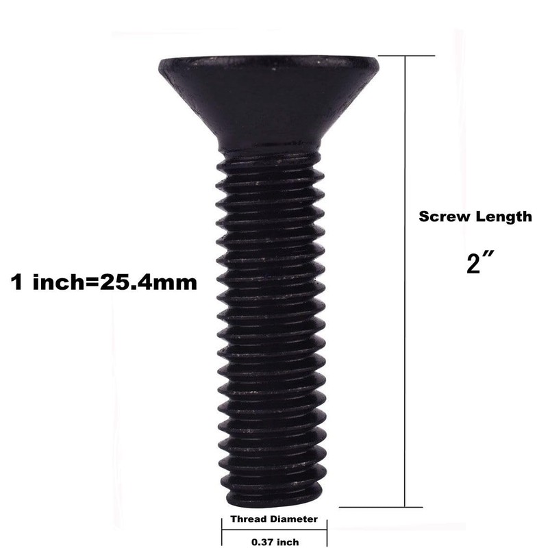 VAMUOEFL 3/8-16 x 2 Flat Countersunk Head Screws Socket Cap
