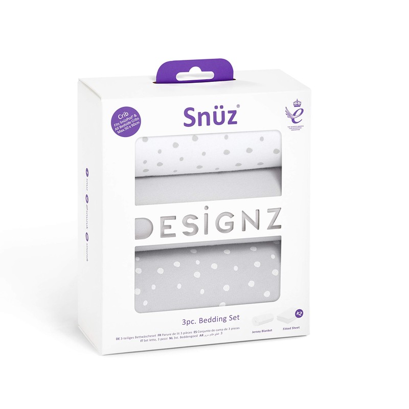 Snüz 3 Piece Crib Bedding Set – 100% Jersey Cotton