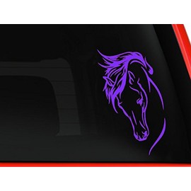 LA DECAL Horse Head Beautiful Silhouette for car Truck Laptop Window Decal Sticker 8 inches White (Purple)