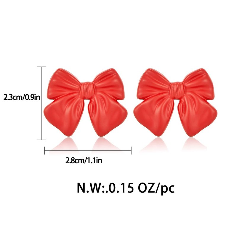 Red Bow Earring for Women Matte Red Paint Bow Knot