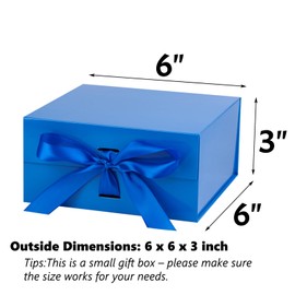 OEMVALATY Blue Gift Box,6x6x3 Inches Gift Boxes with Lids for Presents with Magnetic Closure and Ribbon for Wedding,Storage,Birthday