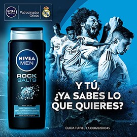 NIVEA MEN Jabón Líquido Corporal Rock Satls (500 ml) jabón Antibacterial con Sales de Roca para Cuerpo, Rostro y Cabello