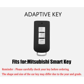 HIBEYO Key Fob Cover Compatible with Mitsubishi Outlander Sport Eclipse Cross ASX Mirage RVR Lancer Fortis Ex Car Accessories TPU Silver-Edge Car Accessories with Leather Keychains -Whtie