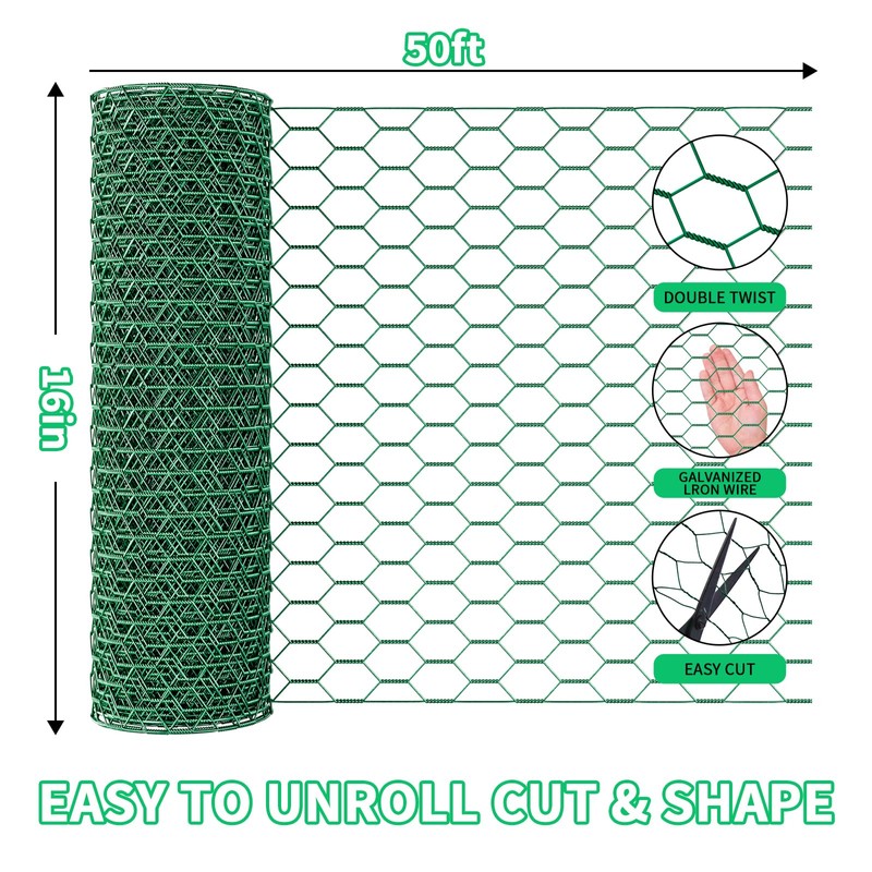 16 x 600 Inches Chicken Wire for Floral Arrangements, Green