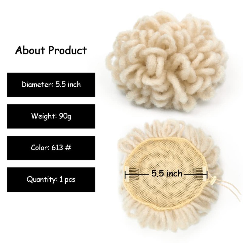 Yinmei Baibian Blonde Braided Locs Ponytail Afro Locs Bun Drawstring
